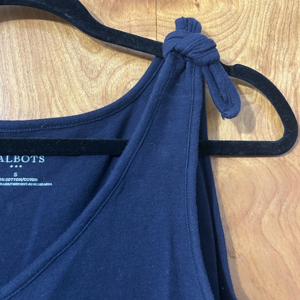 Talbots Navy Tie-Shoulder V-Neck Tank - Picture 3 of 3